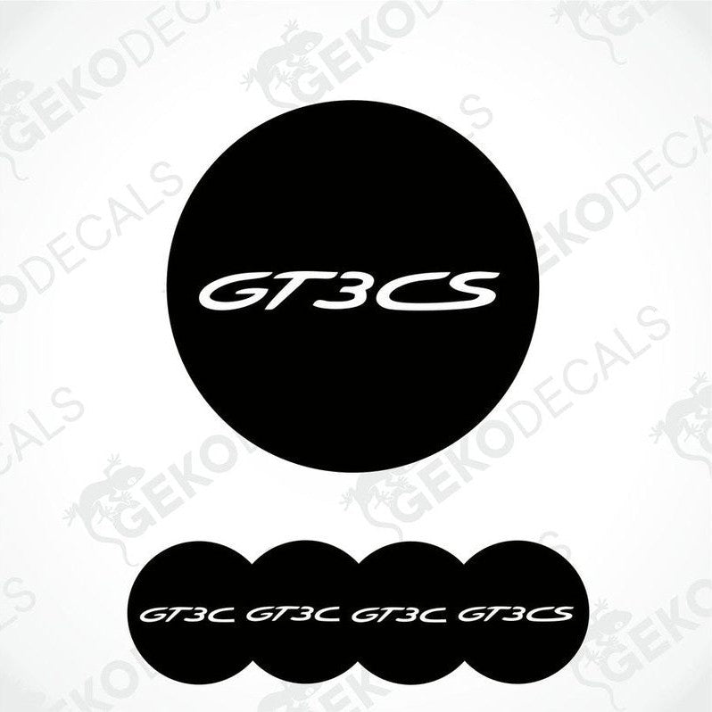 A set of black vinyl decals with the text 'GT3 CS' on a white background, typically used for car customization.