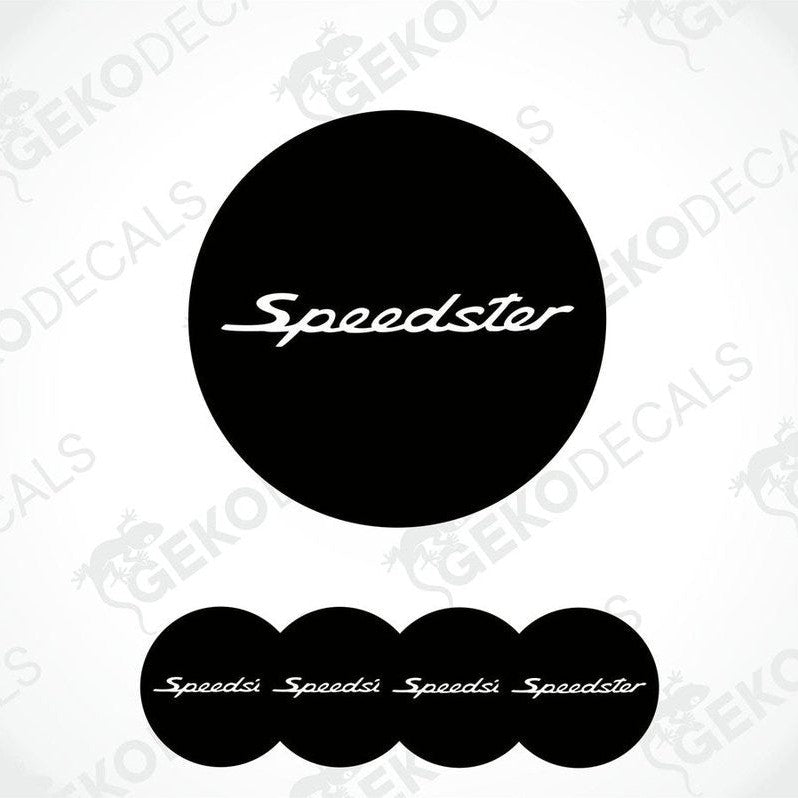 Set of vinyl decals with the word 'Speedster' on them, typically used as car stickers.
