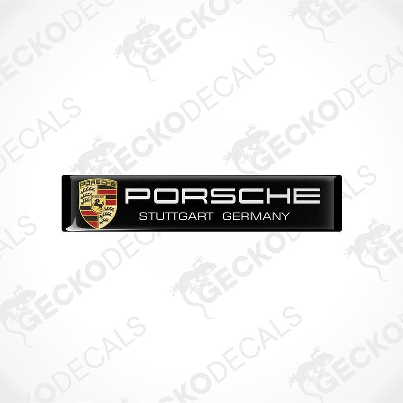  Black vinyl stickers with the Porsche brand logo and the text 'Stuttgart Germany'.