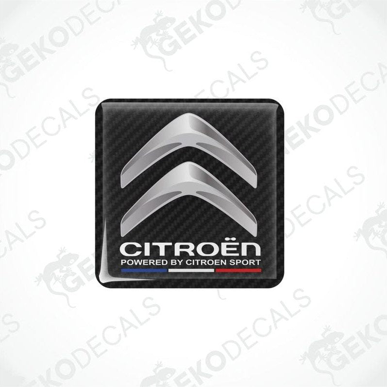 Citroén logo with 'Powered by Citroén Sport' text on a carbon fiber pattern background