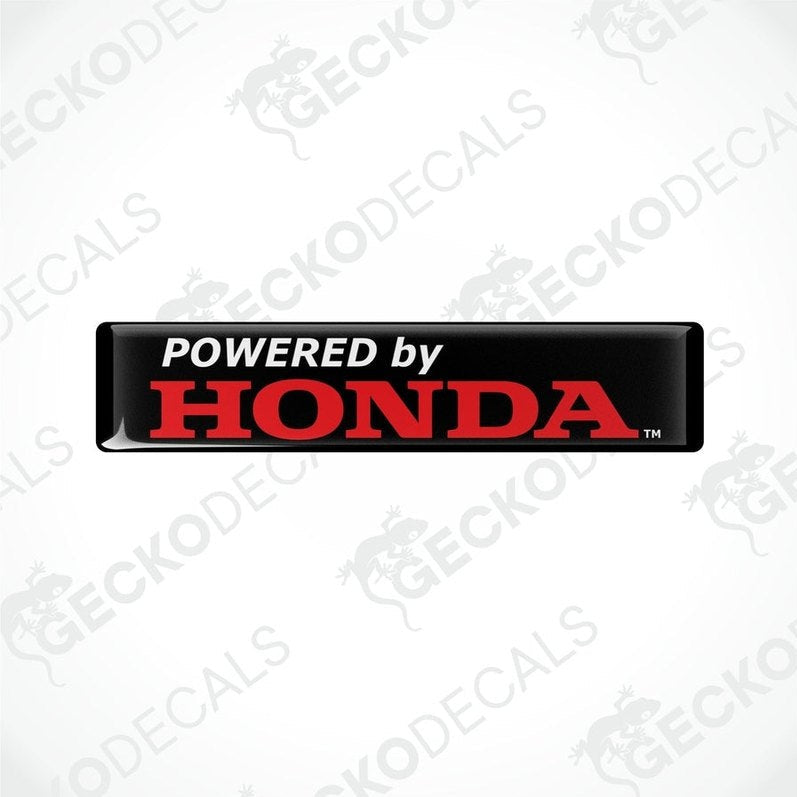  Black vinyl stickers with the text 'POWERED BY HONDA' in red and white.