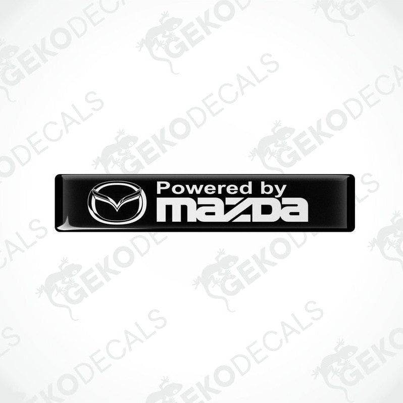  Black vinyl stickers with the Powered by MAZDA logo in white.