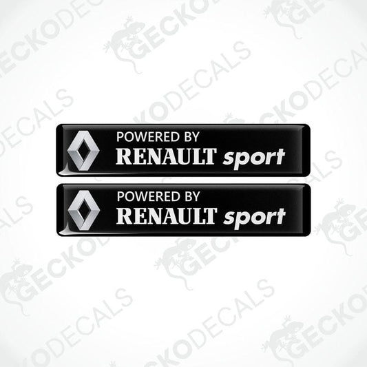 Two black vinyl stickers with the text 'POWERED BY RENAULT SPORT' and the Renault logo.