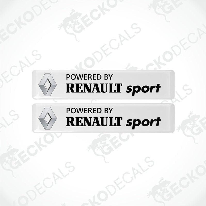 Two withe vinyl stickers with the text 'POWERED BY RENAULT SPORT' and the Renault logo.