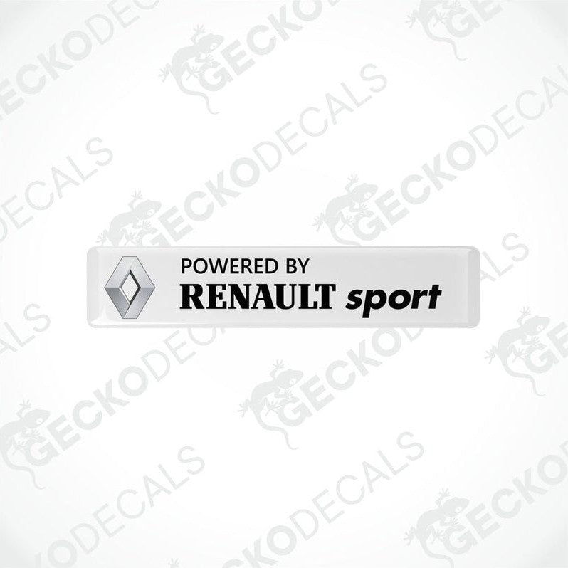 Withe vinyl stickers with the text 'POWERED BY RENAULT SPORT' and the Renault logo.