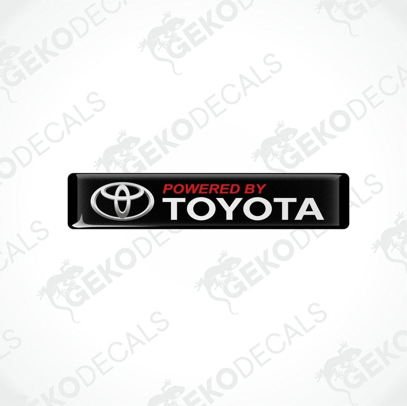  Black vinyl stickers with the text 'POWERED BY TOYOTA' in red and white Toyota logo.