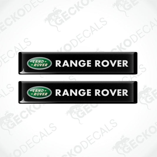 Two black vinyl stickers with the Range Rover logo printed on them.