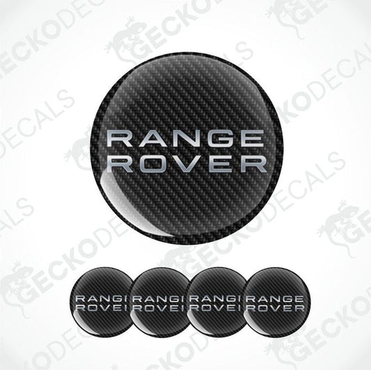 Carbon fiber pattern 'Range Rover' logo on a white background