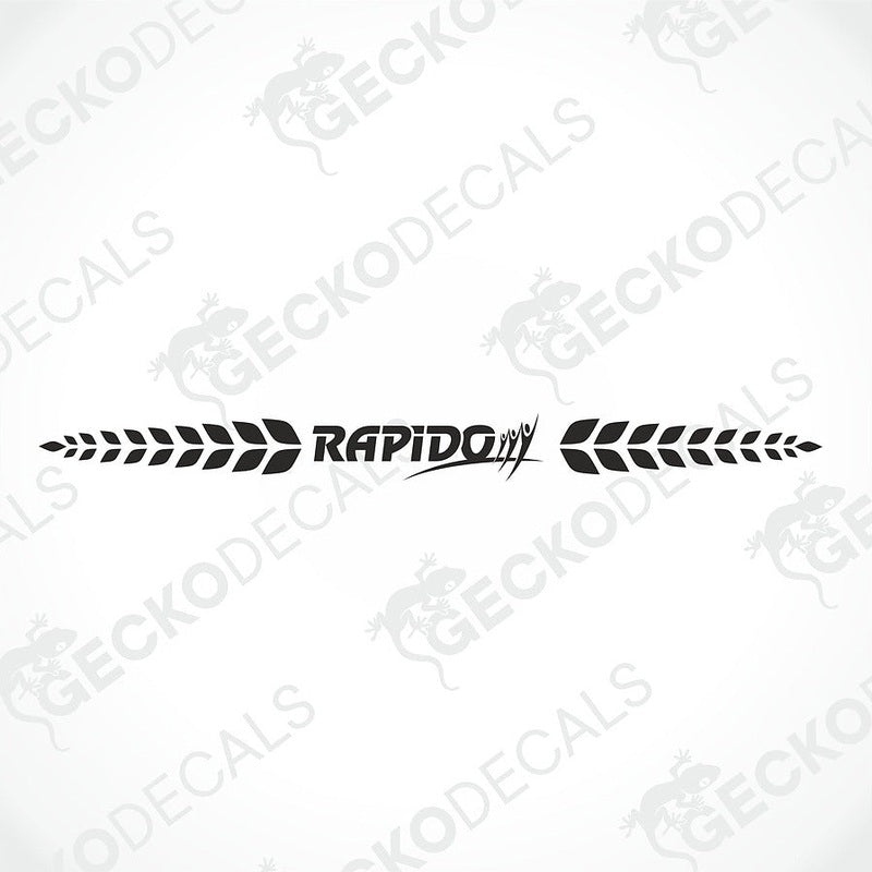 Black RAPIDO die-cut decal featuring stylized text and wheat-ear designs