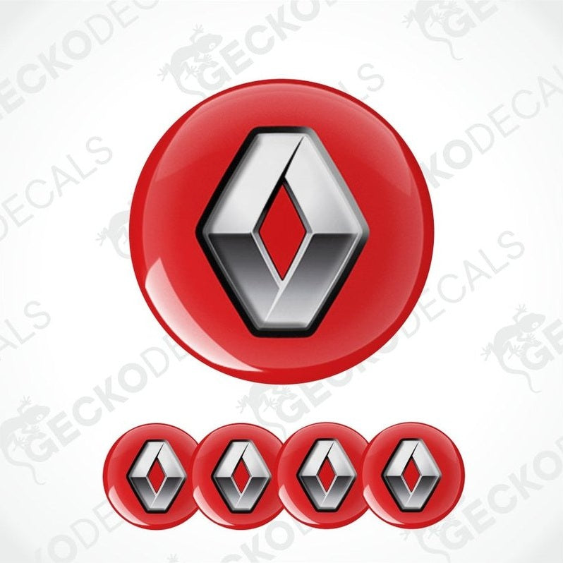 Renault logo in red circle with four smaller versions below on a white background.