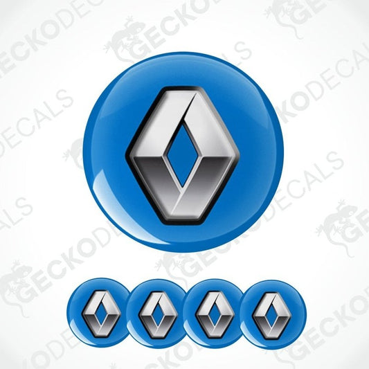 Renault logo with blue background and four smaller logos below on a white background with 'Gecko Decals' watermark.
