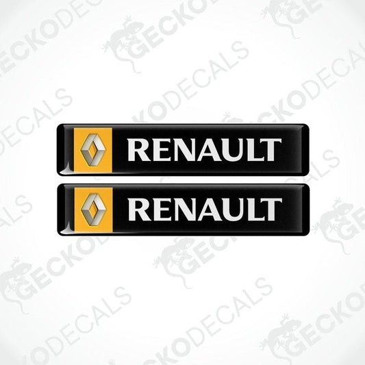 Two black vinyl stickers with the RENAULT logo in yellow.