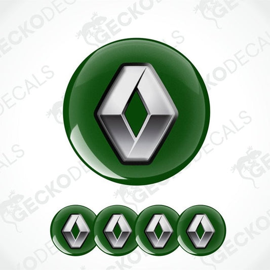 Renault logo in green circle with four additional logos below on a white background.