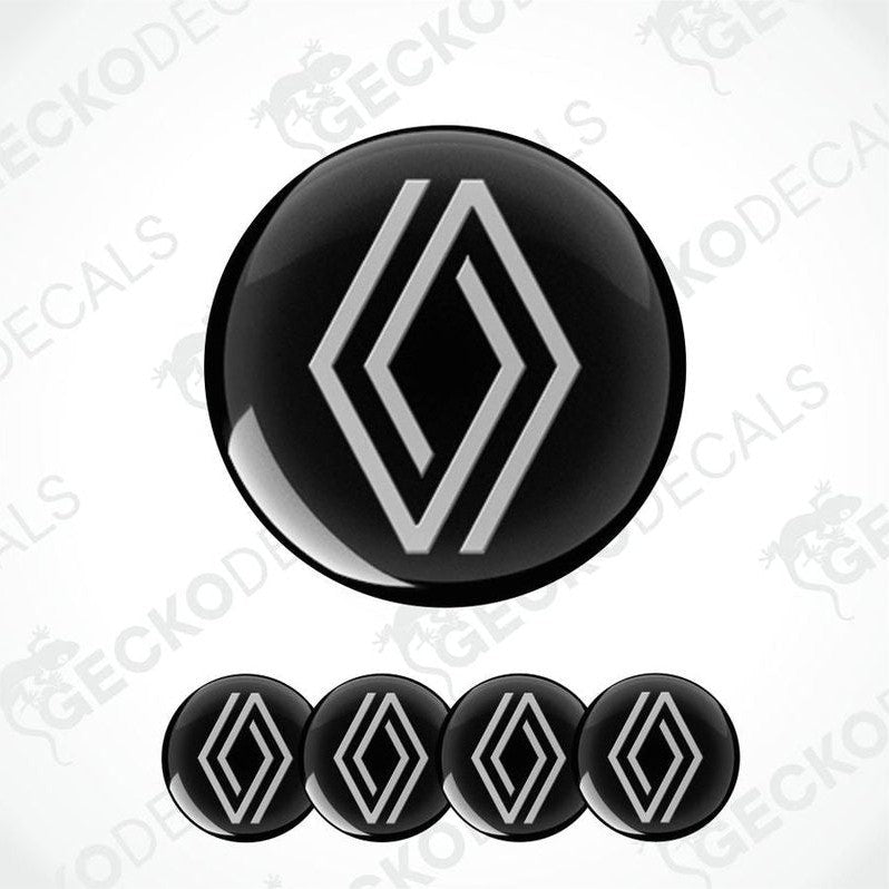 Black and white Renault logo decal set on a white background with 'Gecko Decals' branding.