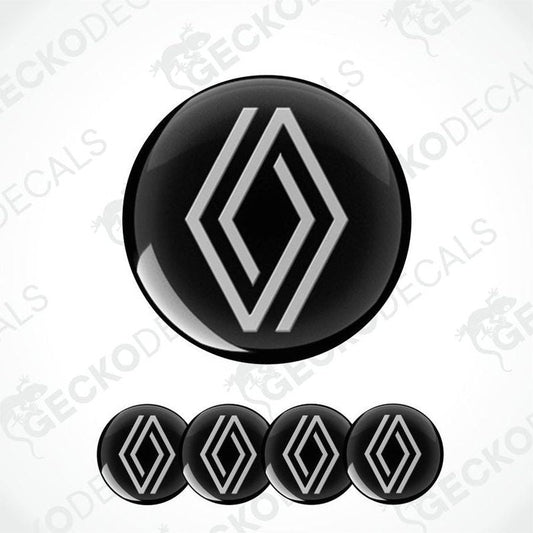 Black and white Renault logo decal set on a white background with 'Gecko Decals' branding.