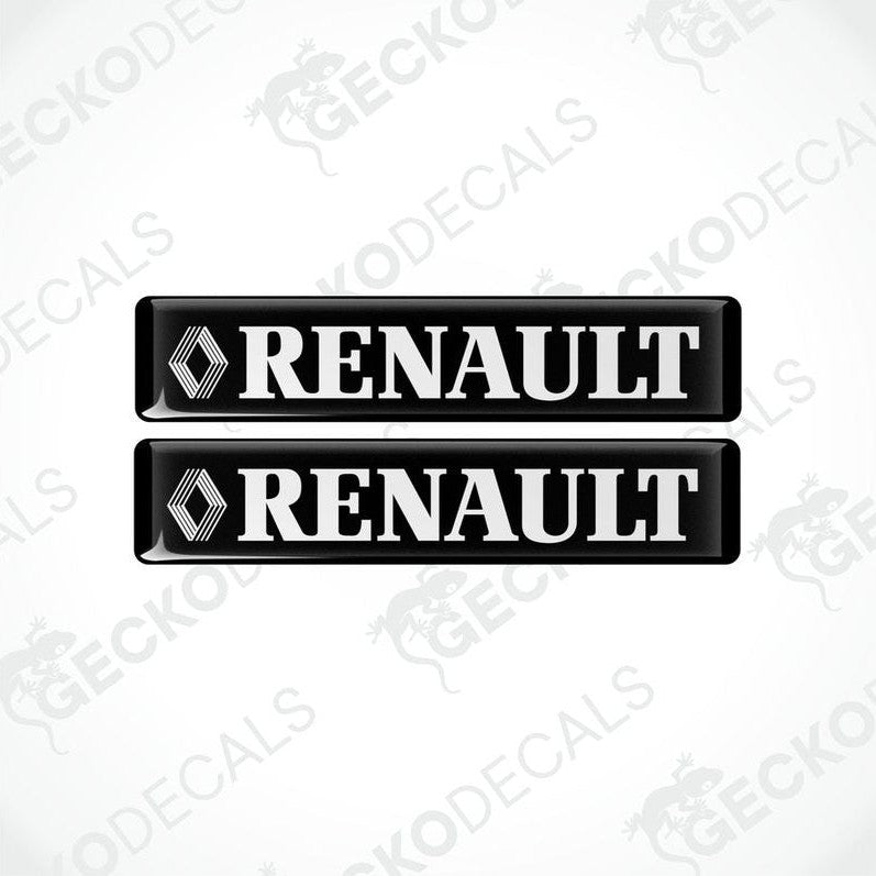 Two black vinyl stickers with the word 'RENAULT' and a diamond logo design.