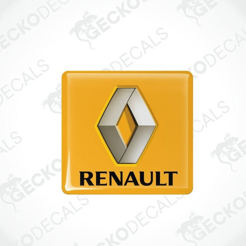 Yellow square decals with the RENAULT logo in the center, presented on a white background.
