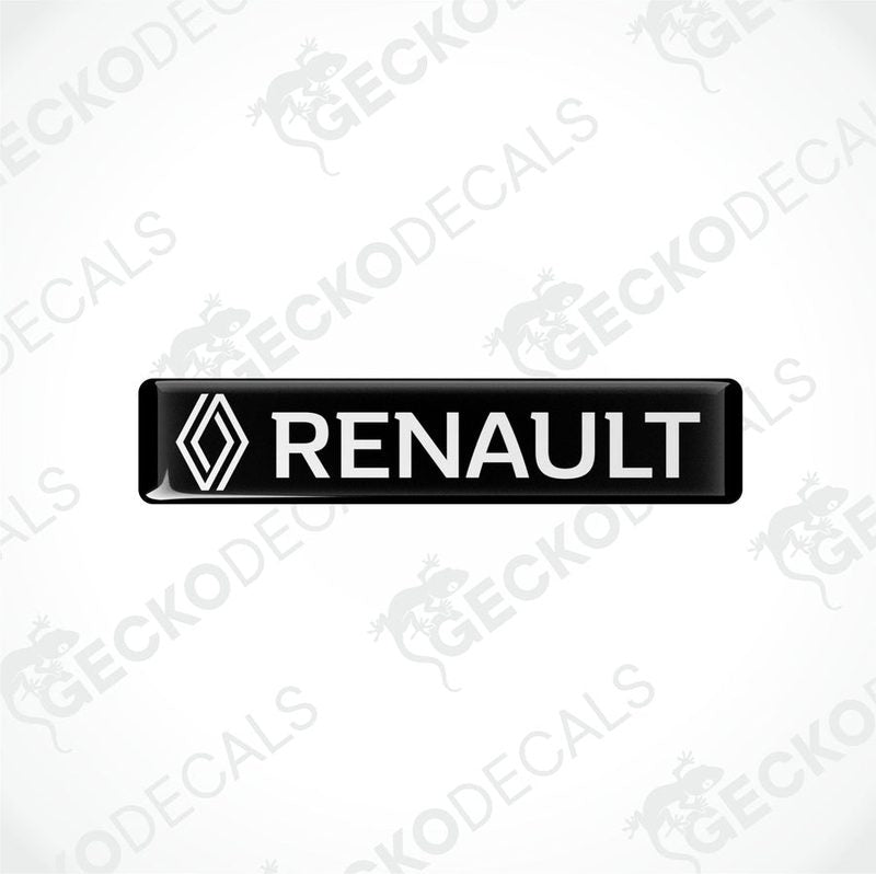 Black and white rectangular car decals with the RENAULT logo