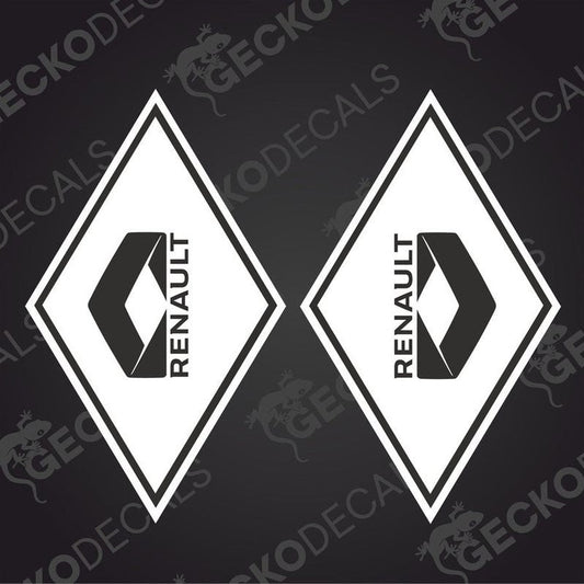 Two black and white diamond-shaped decals with the RENAULT logo.