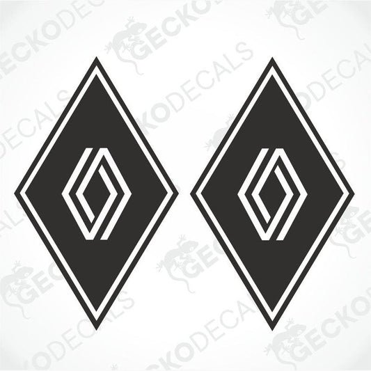 Two black and white diamond-shaped decals with the Renault logo.