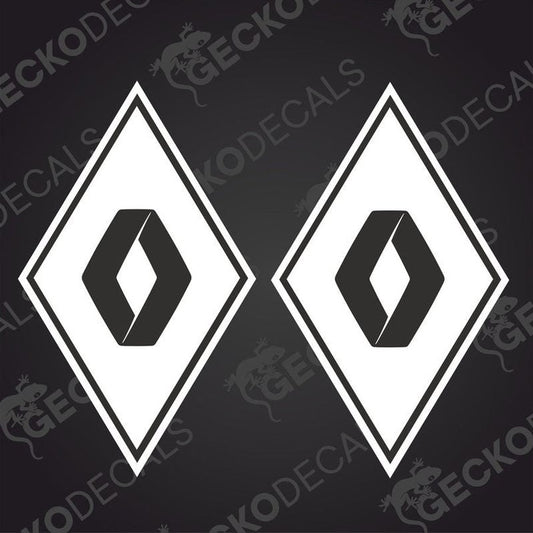 Two black and white diamond-shaped decals with the RENAULT logo.