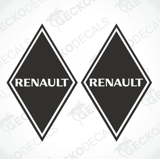 Two black and white diamond-shaped decals with the Renault brand logo.