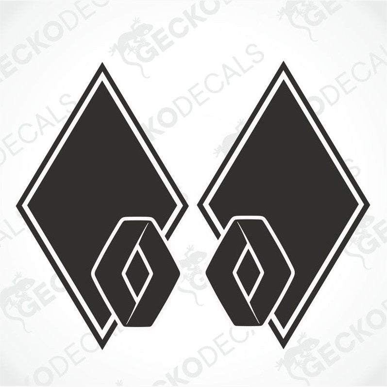 Two black and white diamond-shaped decals with the RENAULT logo.