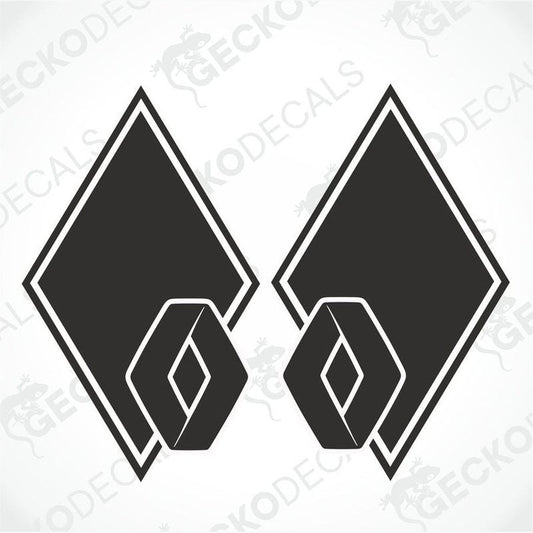 Two black and white diamond-shaped decals with the RENAULT logo.