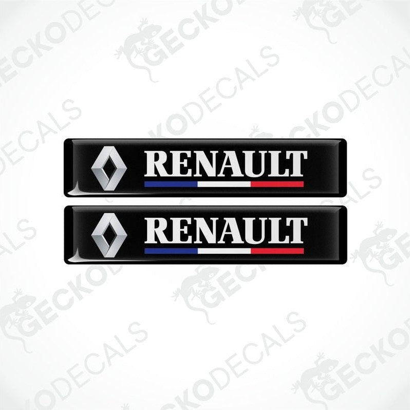 Two black vinyl decals with the Renault logo and the colors of the French flag.