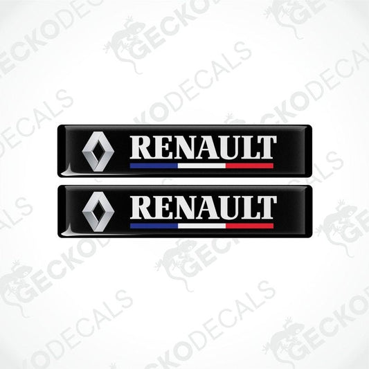 Two black vinyl decals with the Renault logo and the colors of the French flag.