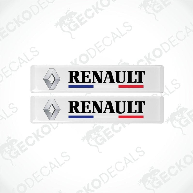 Two withe vinyl decals with the Renault logo and the colors of the French flag.