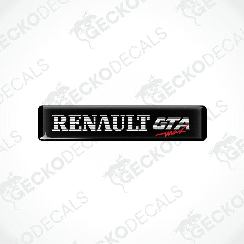 Black vinyl stickers with the RENAULT GTA MAX logo in withe and red.