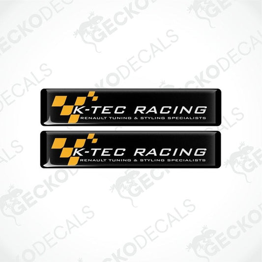 Two black, yellow, and white racing decals with the text 'K-TEC RACING' and checkered flag design.