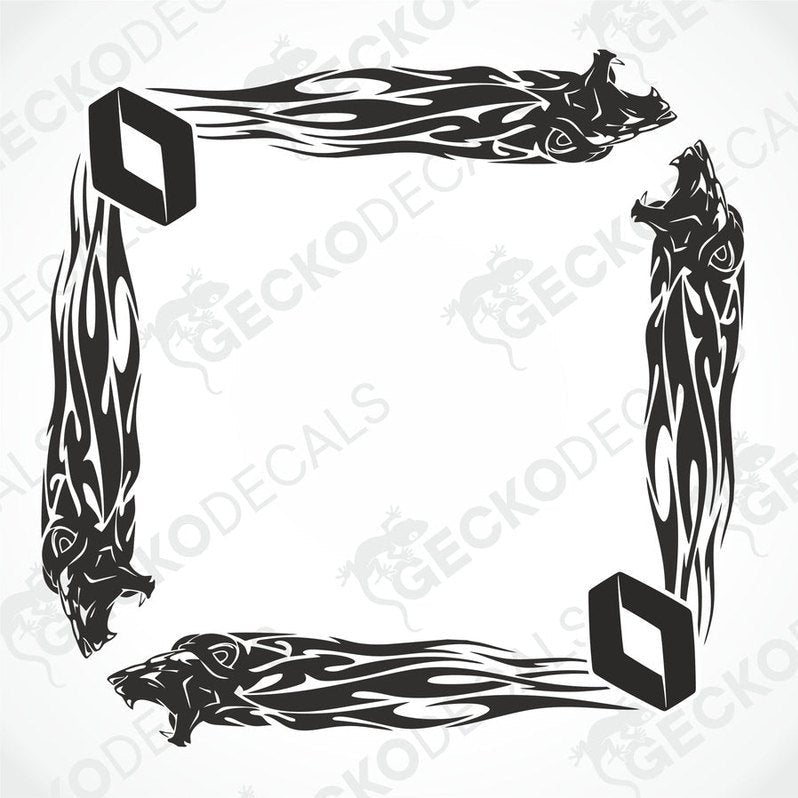 A set of black and white tribal design decals for Renault truck side windows, displayed on a white background.