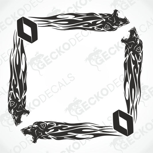 A set of black and white tribal design decals for Renault truck side windows, displayed on a white background.