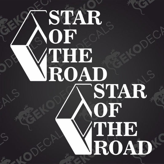Two white stickers with the text 'Star of the Road' and the Renault logo.