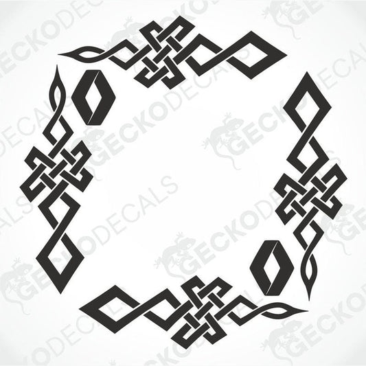 A set of two black geometric patterned vehicle decals designed for Renault vehicles, displayed on a white background.