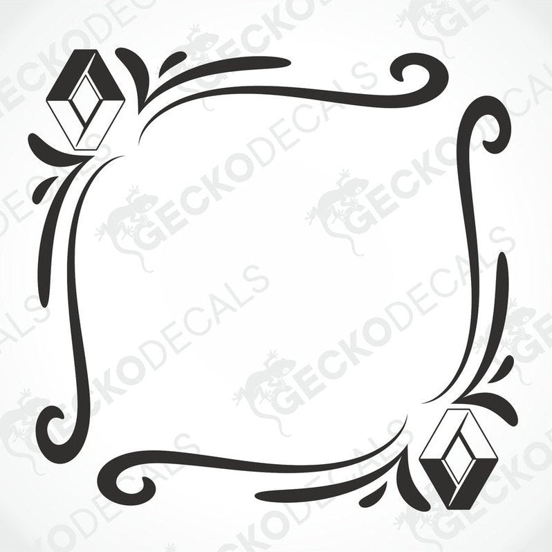 A die cut sticker designed as a tribal pattern side window decal for a Renault truck, displayed on a white background.