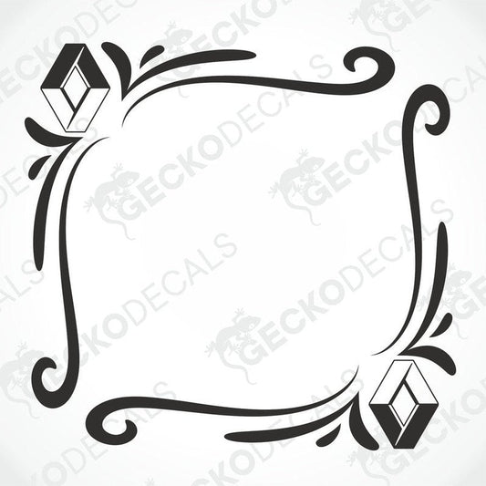 A die cut sticker designed as a tribal pattern side window decal for a Renault truck, displayed on a white background.
