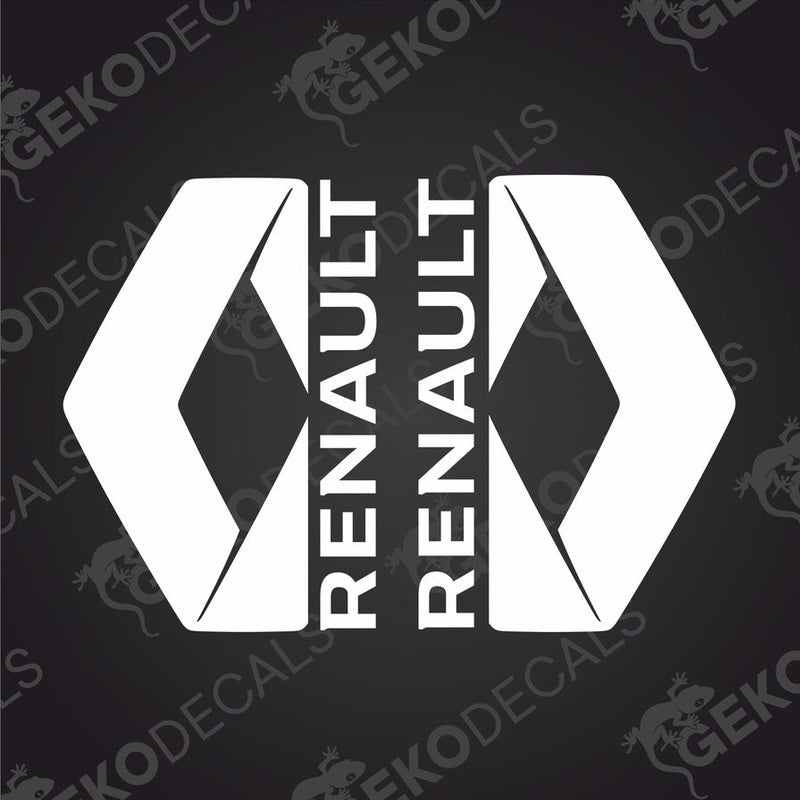 A white and red decal of the Renault brand for trucks.