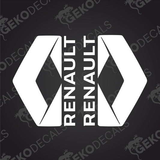 A white and red decal of the Renault brand for trucks.