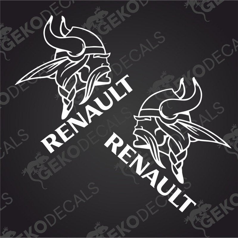 Two black decals with a Viking helmet design and the Renault brand logo.