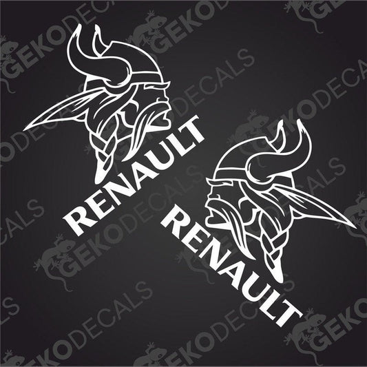 Two black decals with a Viking helmet design and the Renault brand logo.