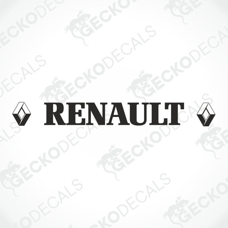 A front view of a Renault truck with a die cut decal on the windscreen.