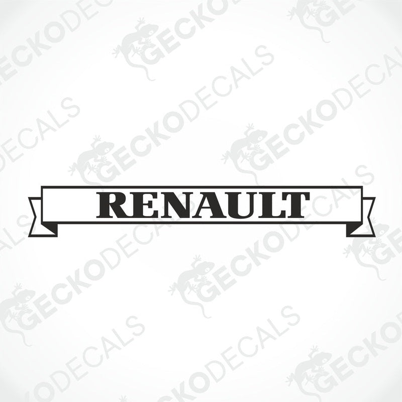 A Renault windscreen decal sticker shown applied on the front window of a Renault truck.