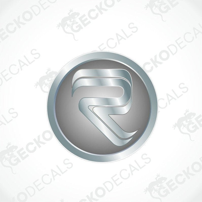 A silver-colored vehicle decal with a geometric pattern, branded with 'gecko decals'.