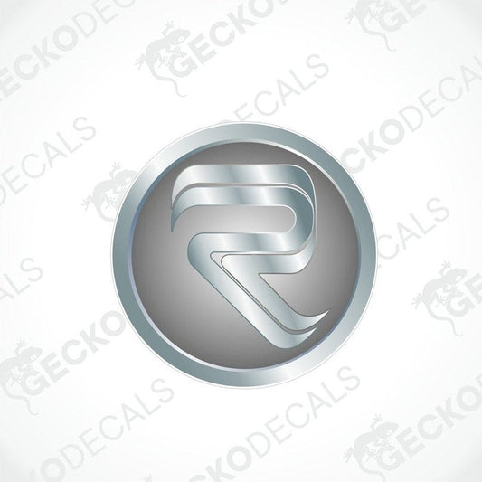 A silver-colored vehicle decal with a geometric pattern, branded with 'gecko decals'.