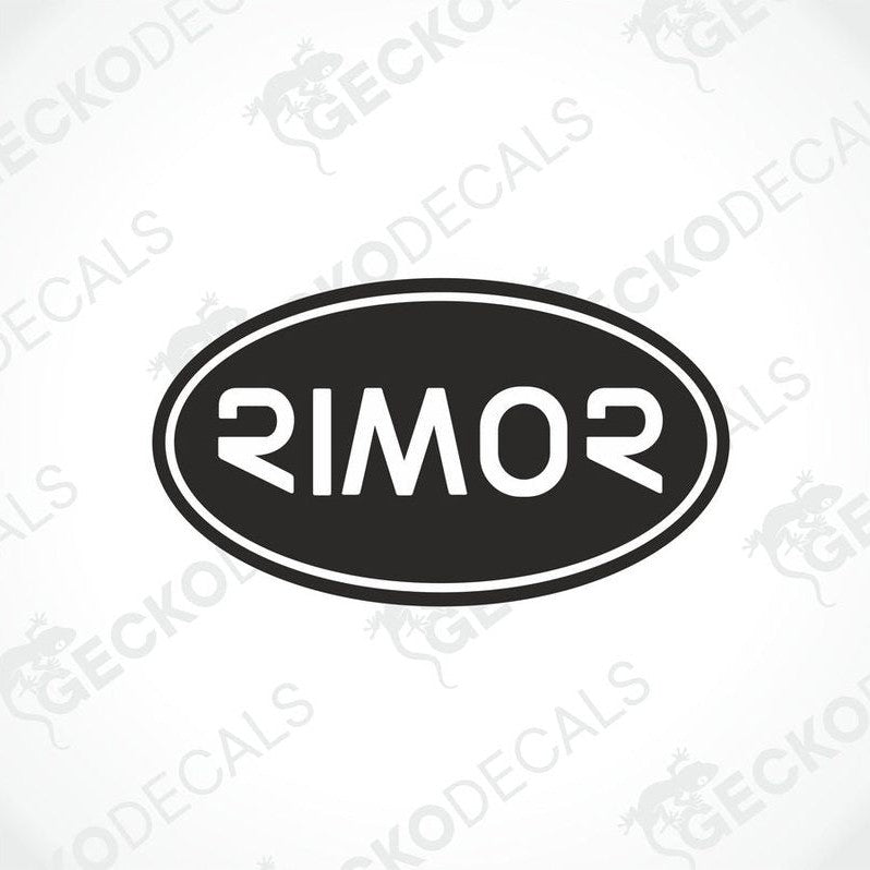 RIMOR die-cut caravan decal in black and white on transfer paper
