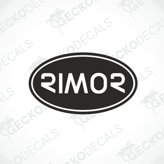 RIMOR die-cut caravan decal in black and white on transfer paper