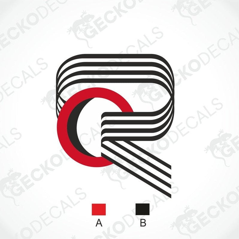 RIMOR die cut decal with abstract red and black R logo for caravan interior or exterior